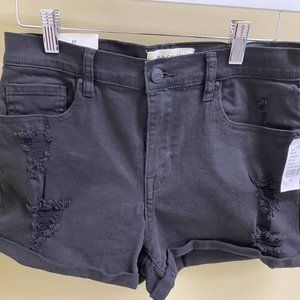 PACSUN The Shortie Shorts Cuffed Black Denim Jean Women's Size 28 Stretch